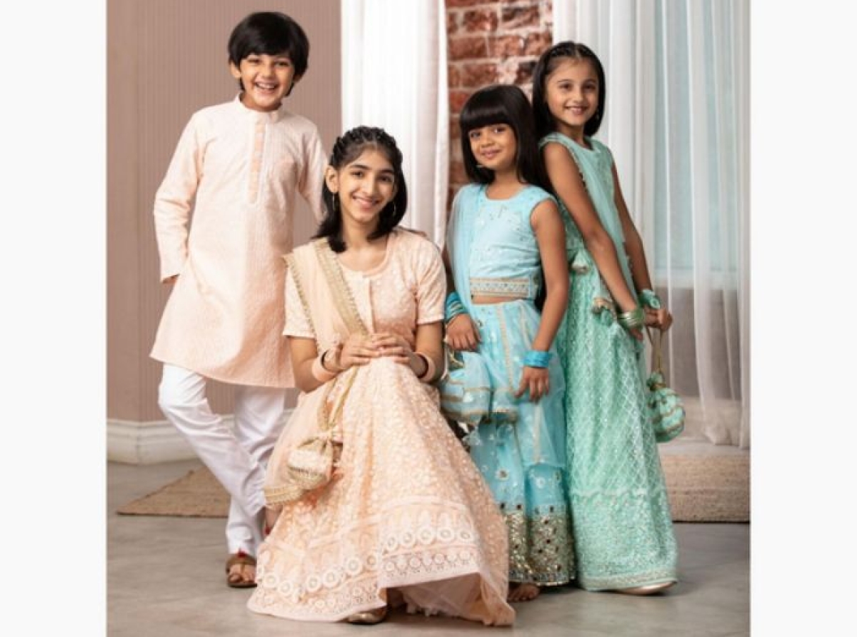 Velvet Blue Kids Ethnic Wear at Rs 2400/piece in Mumbai | ID: 25987124762