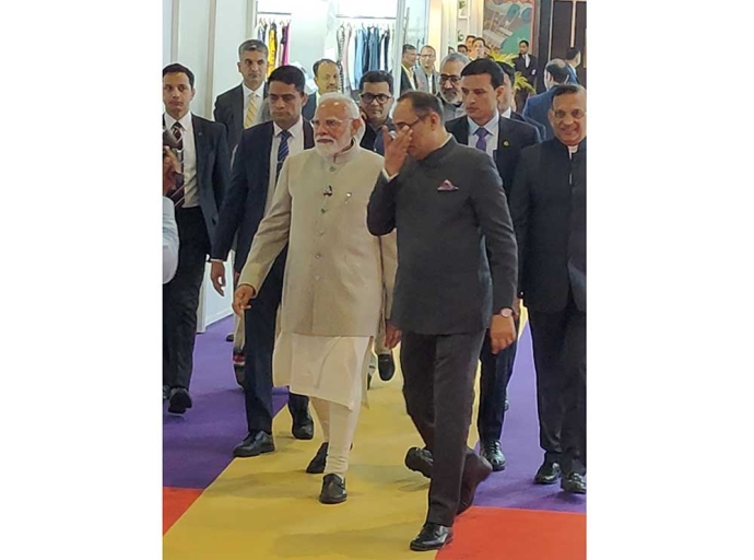 PM Modi visits CMAI's Brands of India Pavilion at Bharat Tex 2025